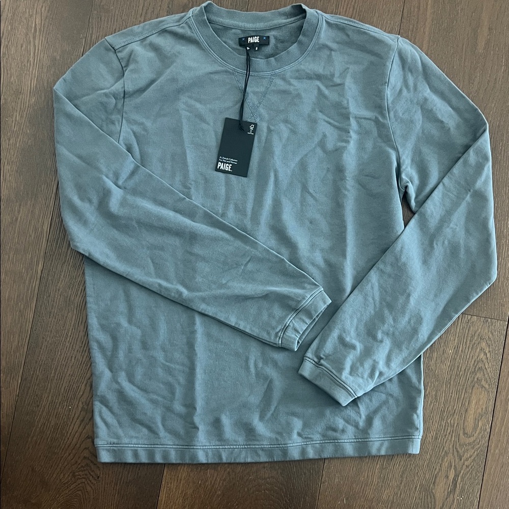 PAIGE Long Sleeve Crewneck Shirt in Slate Gray-Blue